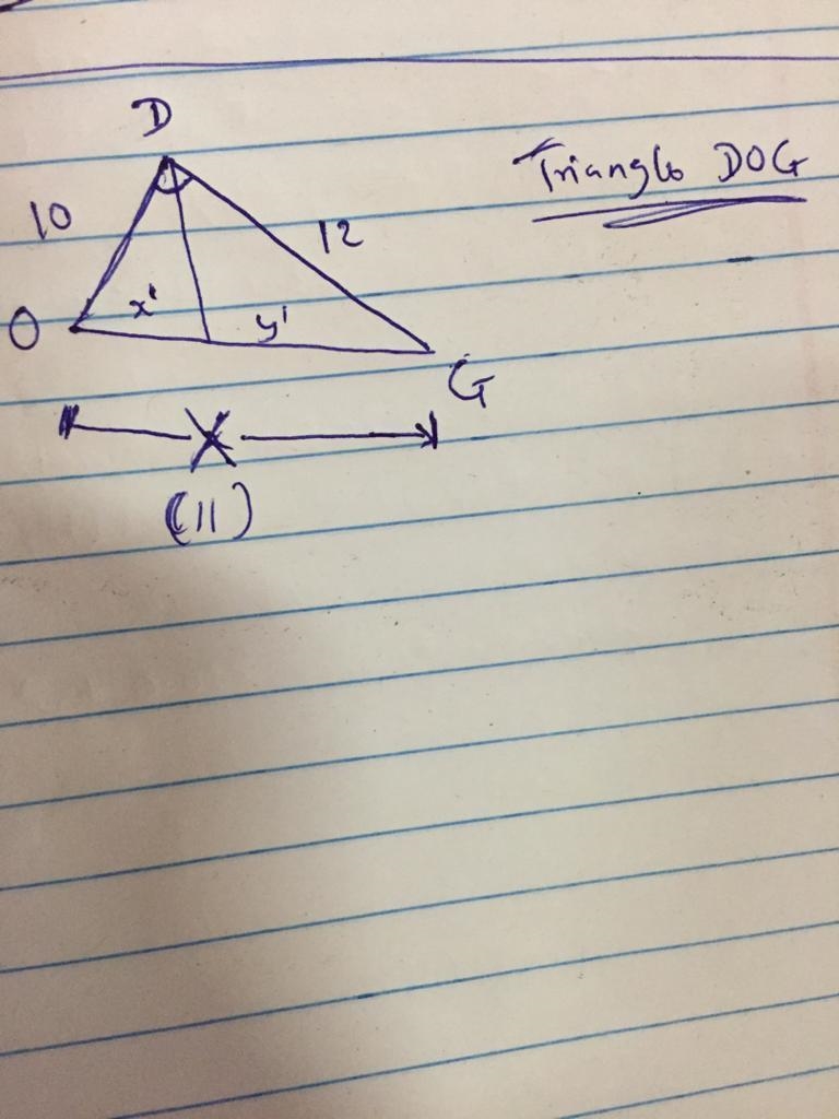 the perimeter o DOG is 33. If DO = 10 and DG = 12, find the larger of the two segments-example-1