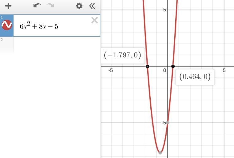 Solve the equation 9x^2 + 8x – 5 = 3x^2to the nearest tenth.-example-1