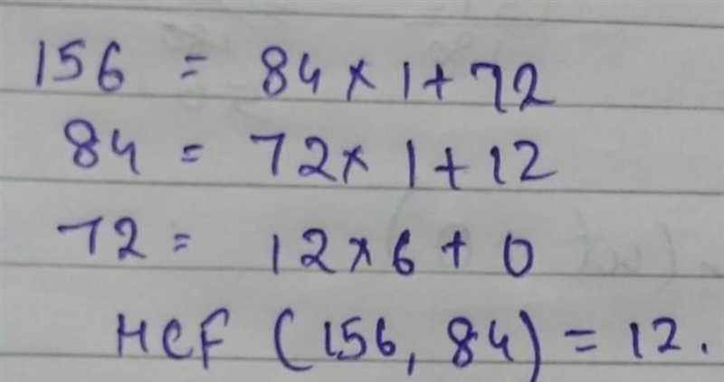 \large \sf \blue{Find \: the \: H.C.F \: of : } \sf \purple{➪ \: 84 \: and \: 156} ​-example-1