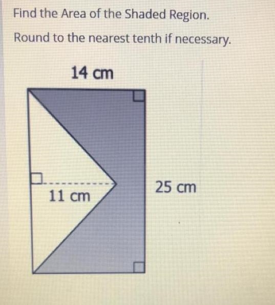 Find the Area of the Shaded Region. Round to the nearest tenth if necessary. 14 cm-example-1