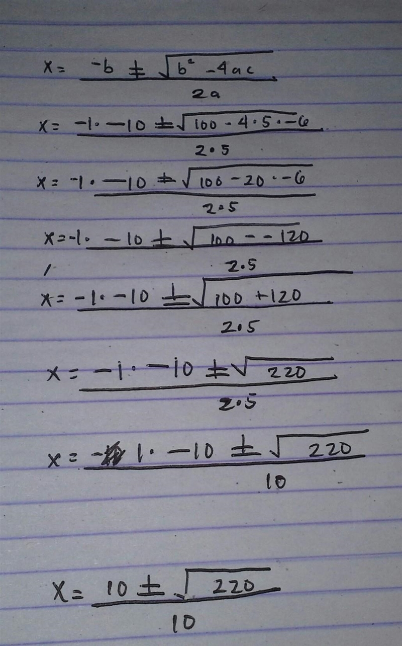 Solve for equation for x: 5x^2 – 10x – 6 = 0-example-1