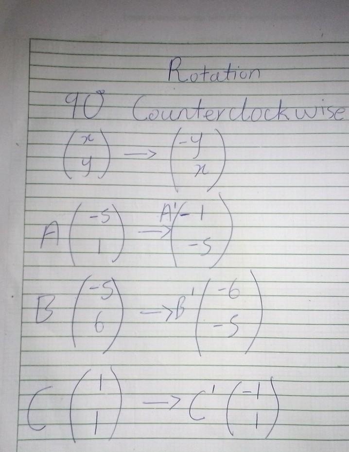 What are the coordinates A’ after 90 counterclockwise rotation about the origin.-example-2