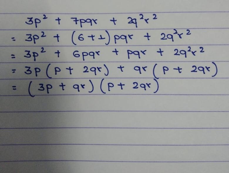 Solve 3p²+7pqr+2q²r²​-example-1