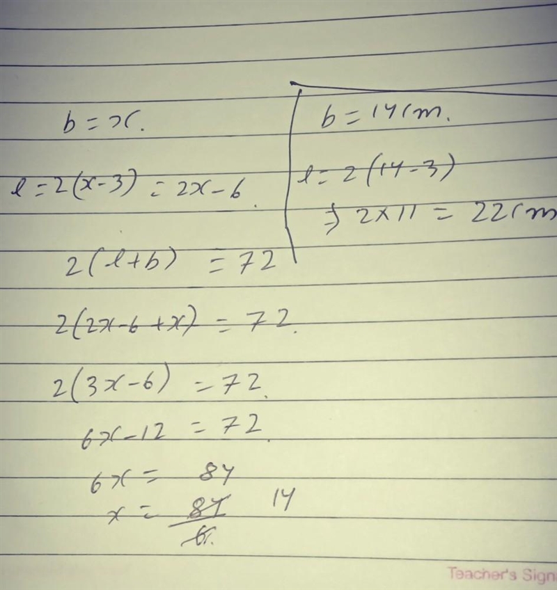 The length of a rectangle is 3 less than twice the width. If the perimeter is 72 cm-example-1