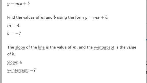 What is the y-intercept for y = 4x + 7-example-1