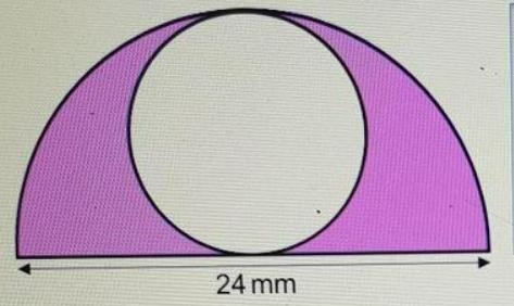 A circle fits inside a semi-circle with the diameter of 24mm. Cauculate the shaded-example-1