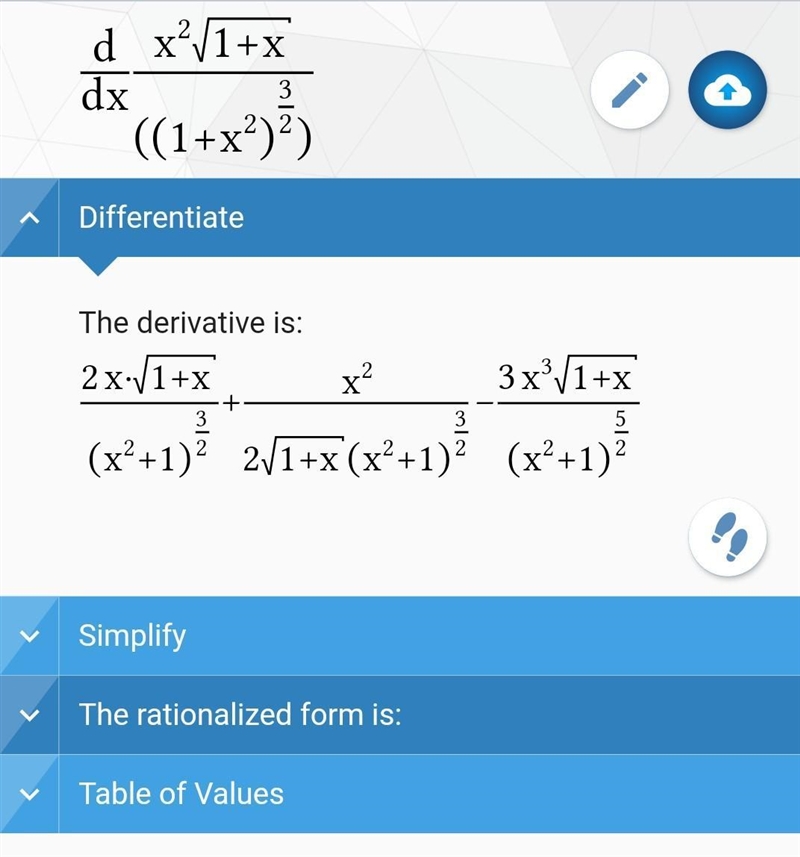 What is the derivative of y=(x^2√(1+x))/((1+x^2)^3/2))-example-1