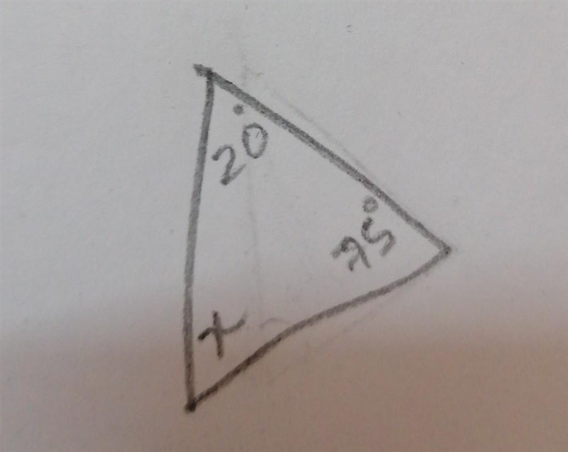 in the triangle below, find the measurements of the unknown angles. 75 - O A. 750, 105° O-example-1