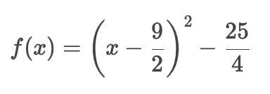 Rewrite the function by completing the square. f(x)=x^2-9x+14​-example-1