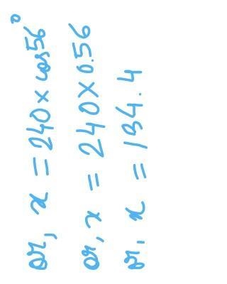 The resultant of two forces acting at a point at right angles to each other is 240 pounds-example-3