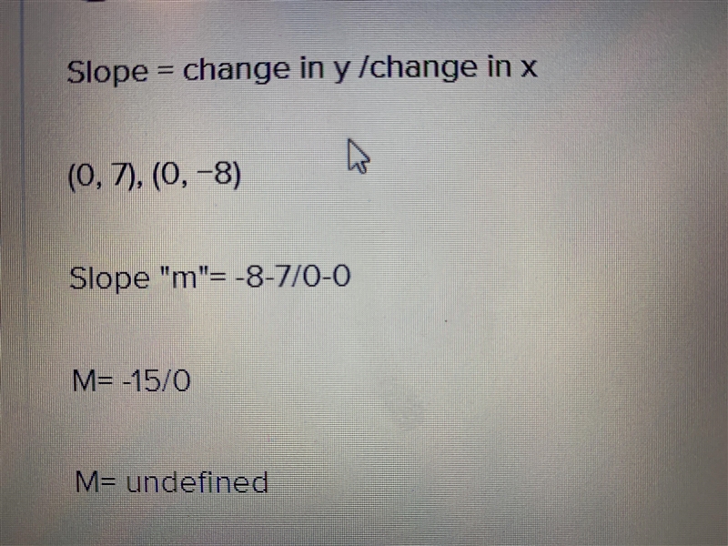 Find the slope of the line passing through each of the following pairs of points (0,7), (0,-8)-example-1