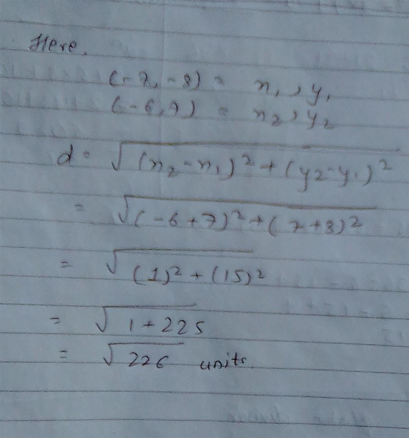 Distance formula (-7,-8),(-6,7)-example-1