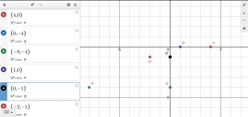 Please help me quick :( Triangle PQR is transformed to triangle P'Q'R'. Triangle PQR-example-1