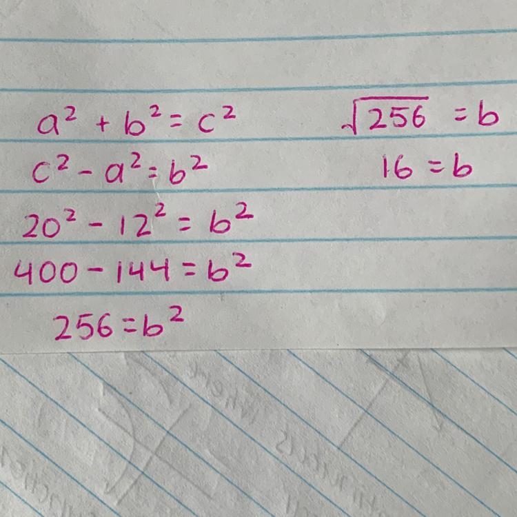 Use the Pythagorean theorem to find the missing side of the triangle!!-example-1