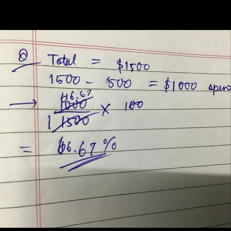 A man earns $1500 a week. He saves $500. What percentage did he spend?-example-1