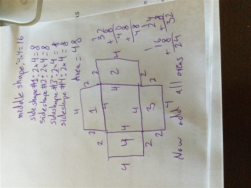 Find the area of each shape by decomposing it into smaller shapes, and combining their-example-1