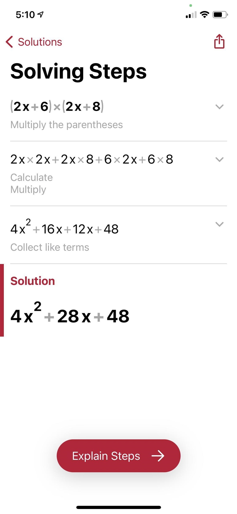 Express as a trinominal. (2x+6)(2x+8)-example-1