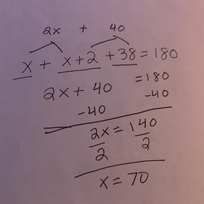 #6) Find the value of x. Be sure to show your work. ​-example-1