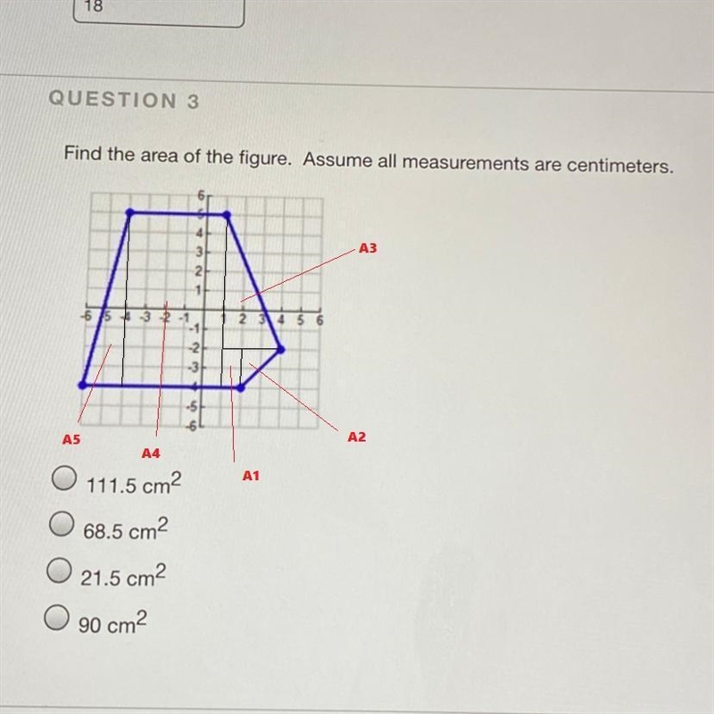 Find the area of the figure. Assume all measurements are centimeters.-example-1