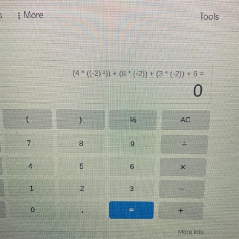 4(-2)² + 8(-2) + 3(-2) + 6 = ?-example-1