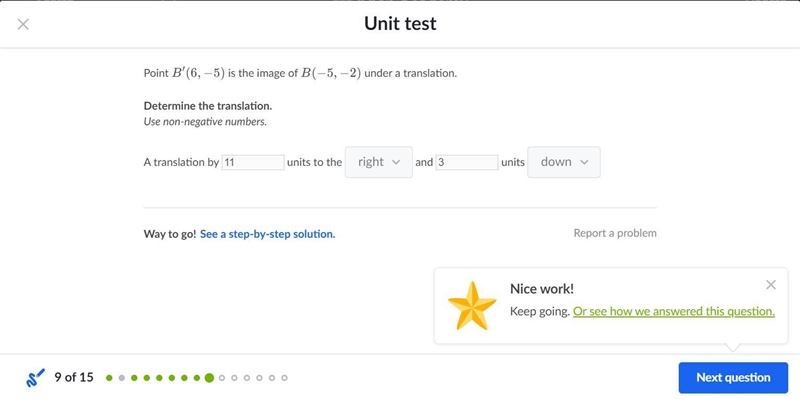 Point B'(6, -5) is the image of B(-5, -2) under a translation ​-example-1