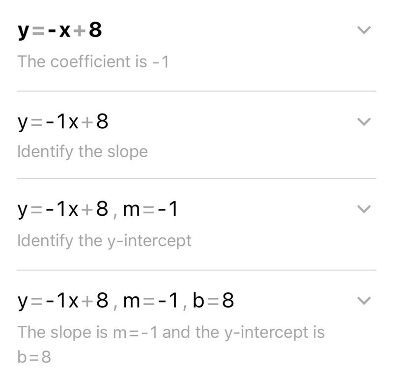 What is the slope of the line described by the equation below? y=-x+ 8 O A. -8 O B-example-1