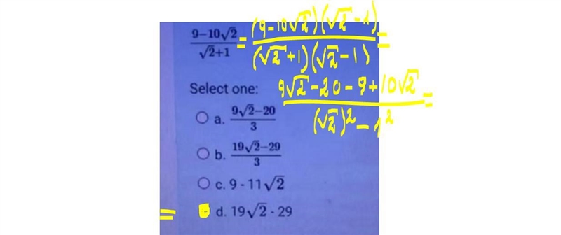 Rationalize the denominator. 9-10/2 V2+1-example-1