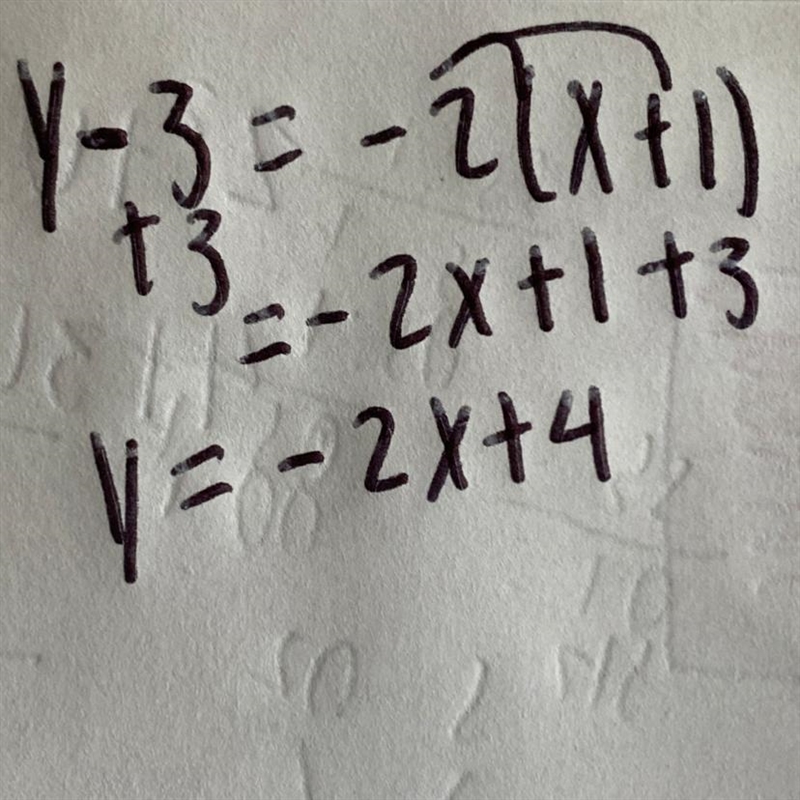 For the equation y - 3 = -2(x + 1) the line has a slope of -2 and contains what point-example-1