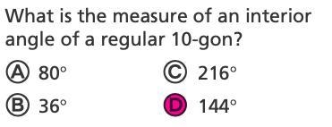 What is the measure of an interior angle of a regular 10-gon?-example-1