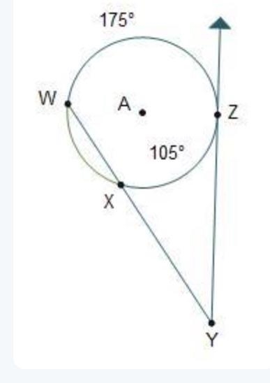 Circle A is shown. Secant W Y intersects tangent Z Y at point Y outside of the circle-example-1