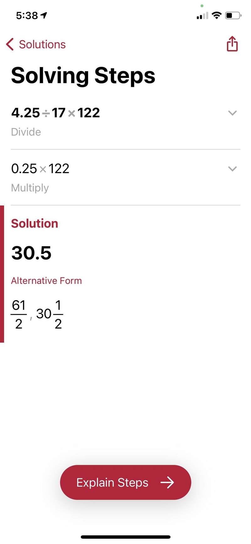 What is the value of 4.25÷17×122-example-1