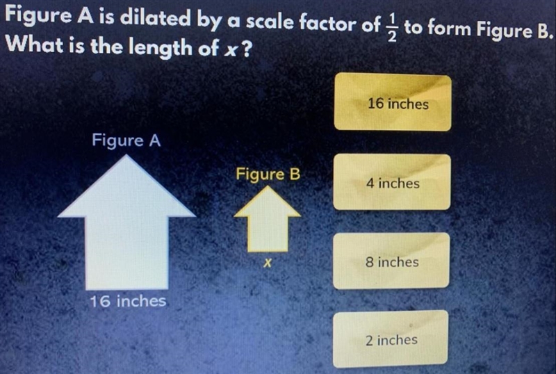 Figure A is dilated by a scale factor of 1 to form Figure B. What is the length of-example-1