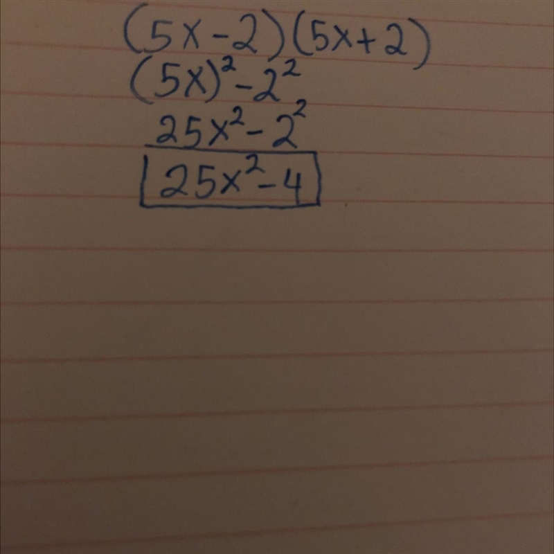 2. Find the products using a. (5x - 2)(5x + 2)​-example-1