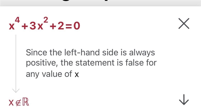 What are the solutions of the equation x^4+3x^2+2=0? use u substitution to solve​-example-1