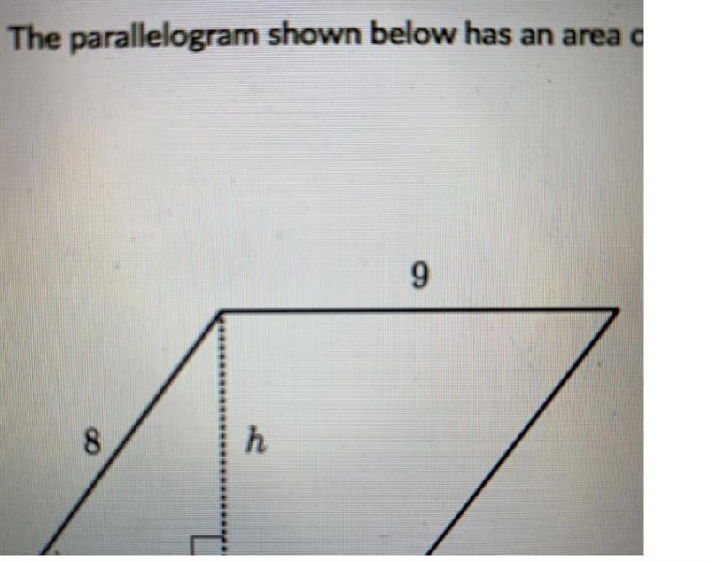 The parallelogram shown below has an area of 54 units squared-example-1