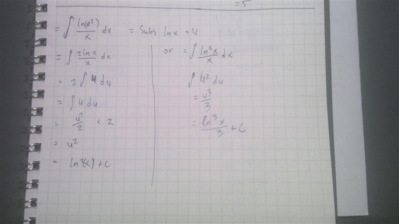 Please help me integrate In x ( lnx ^(2) )/(x) ​-example-1