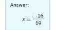 What value of x satisfies the equation 1/2 x-5(x-1/3)=5/4 x+3-example-1