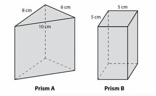 Part B if the height of each prism is 10 Cm what is the surface area prism-example-1