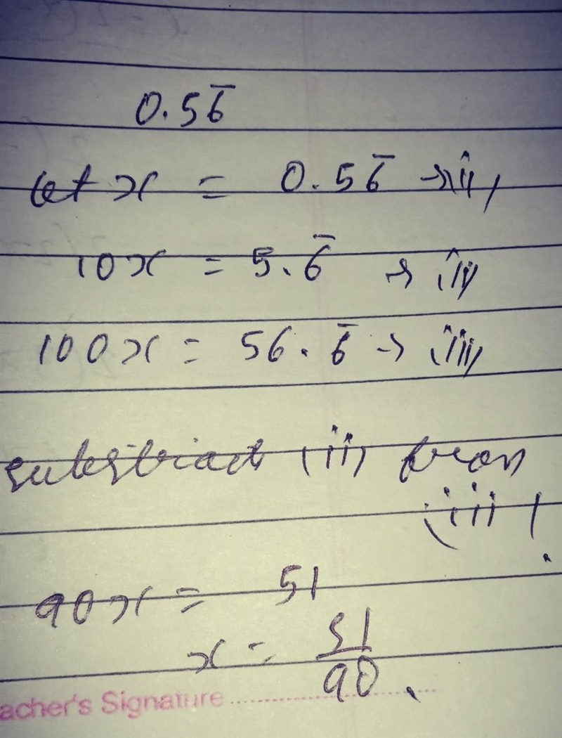 Express the reoccurring decimal 0.56 as a fraction Please see screenshot-example-1