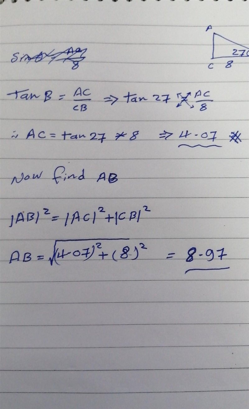 Use the tangent to find the unknown side lengths.-example-1