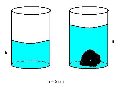 The height h of water in a cylindrical container with radius r = 5 cm is equal to-example-1