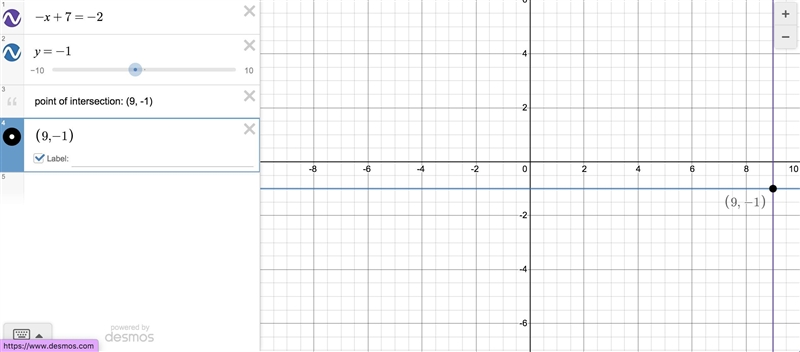 Solve the system of equations by graphing. -x+y = -2 y = -1​-example-1