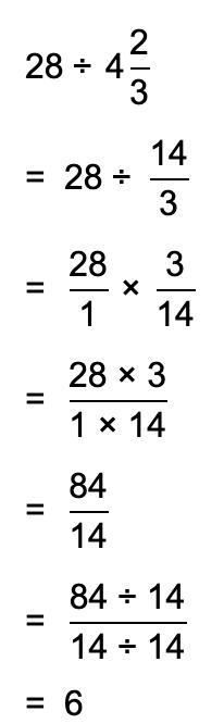 Find the quotient: 28 ÷ 4 2/3-example-1