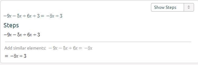 What is -9x - 5x + 6x + 3 = ?​-example-1