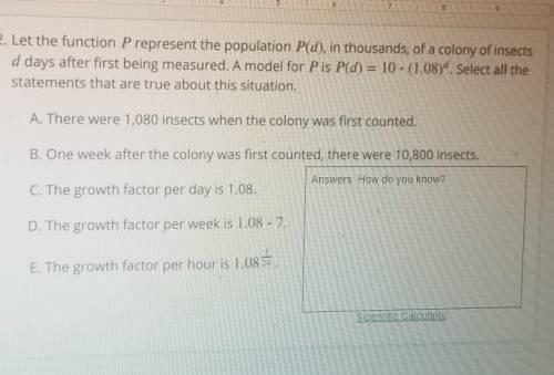 Let the function P represent the population P(d), in thousands, of a colony of insect-example-1