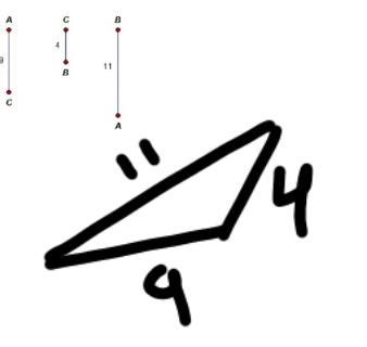 The segments shown below could form a triangle. True B. False​-example-1