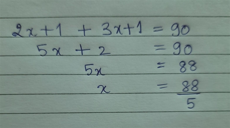 If 2x + 1 and 3x+1 are complementary angles find the value of x​-example-1