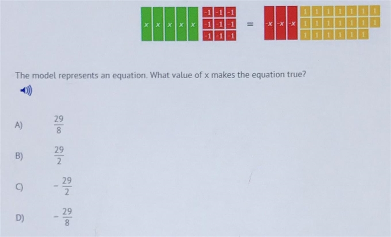 16. The model represents an equation. -1 1 1 -1 -1 1 What value of x makes the equation-example-1