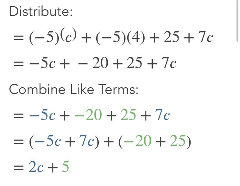 -5(c+4) +25+7c I need help-example-1