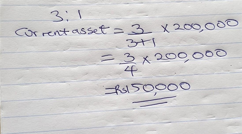 the current ratio and working capital of a company are 3:1and Rs 200000 respectively-example-1